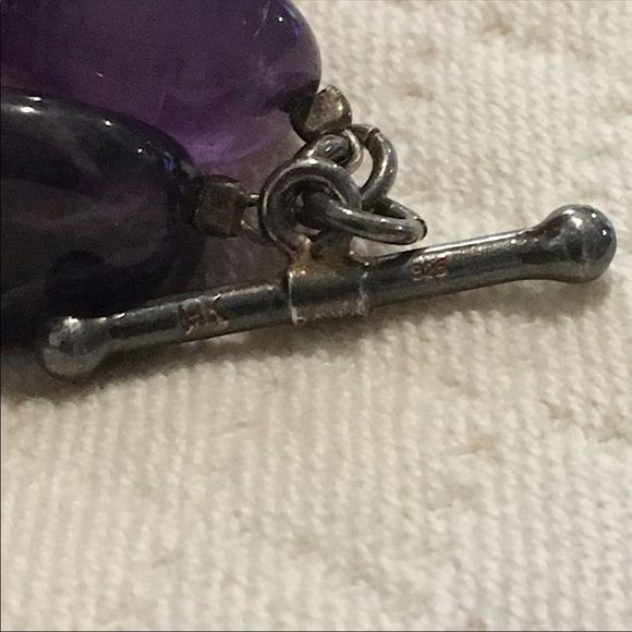 VINTAGE Amethyst and Turquoise Double Strand Sterling Silver Necklace - Picture 9 of 11